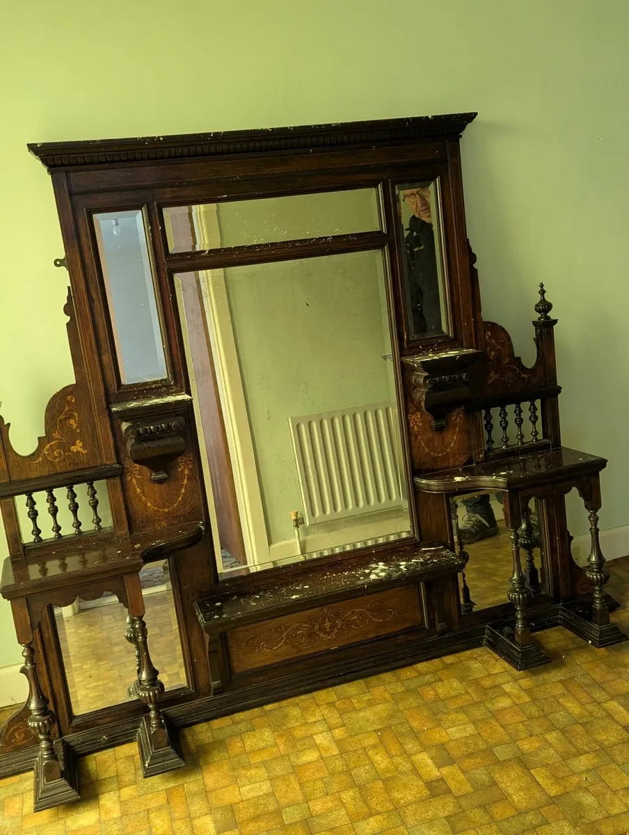 Mahogany inlaid over mantle - Image 1