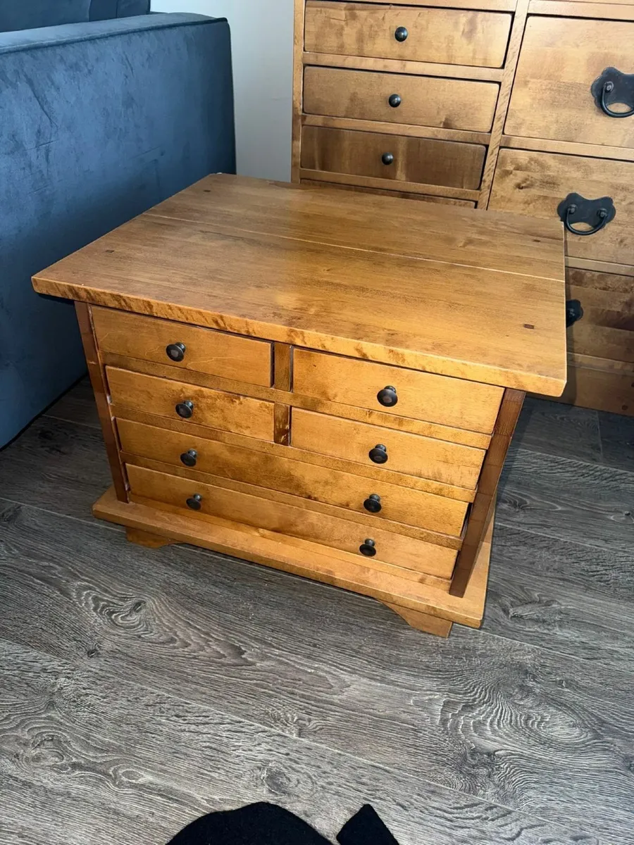 Laura Ashley Honey Gold Garrat 6 Drawer Side Table - Image 1