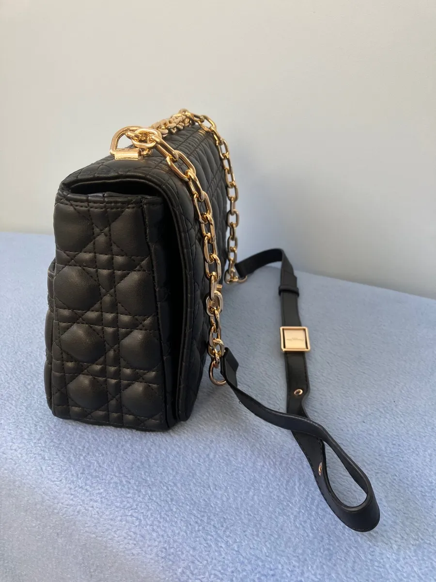 Gorgeous Black Quilted Bag with Gold Chain Trim - Image 4