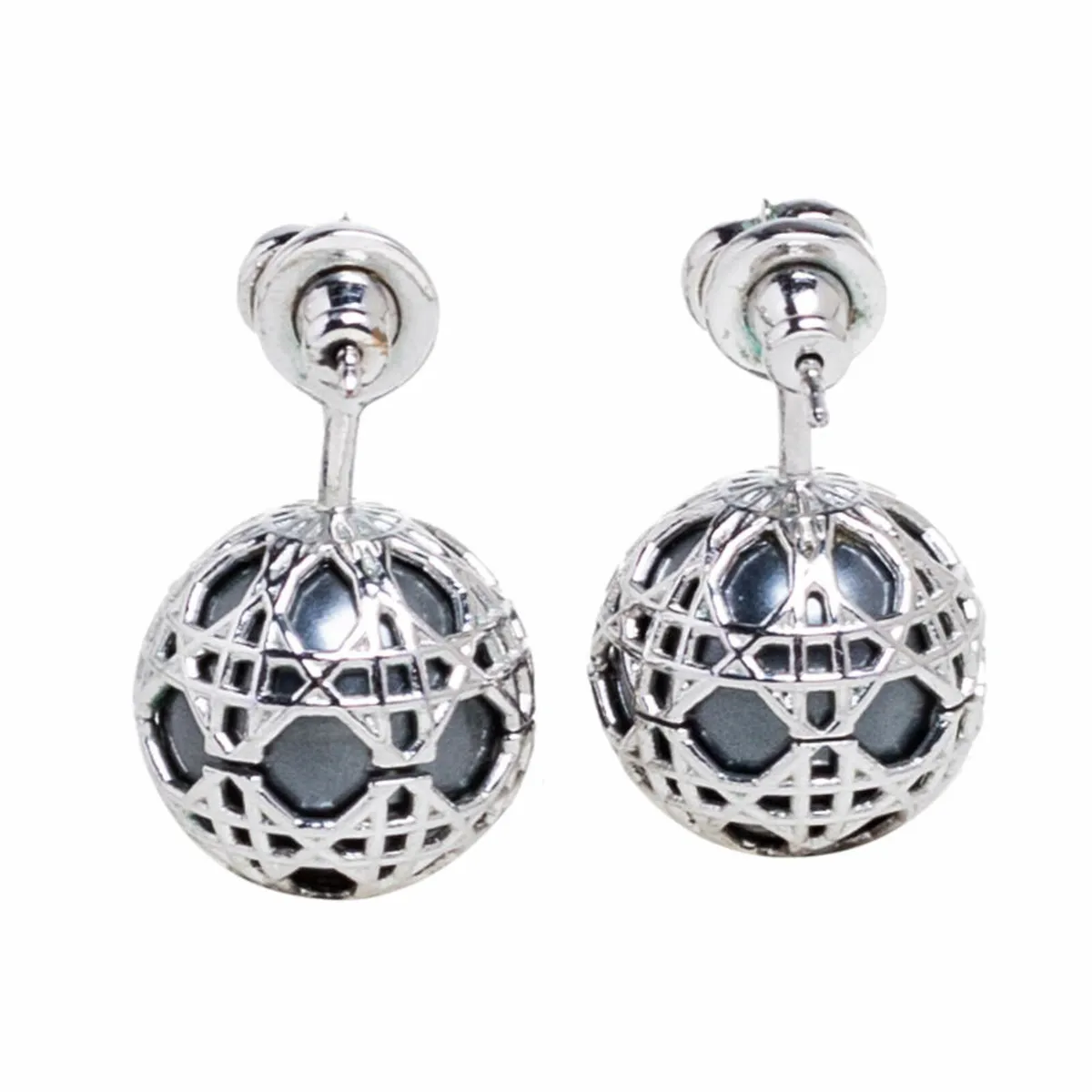 Christian Dior Pearl Cannage Silver Earrings - Image 1