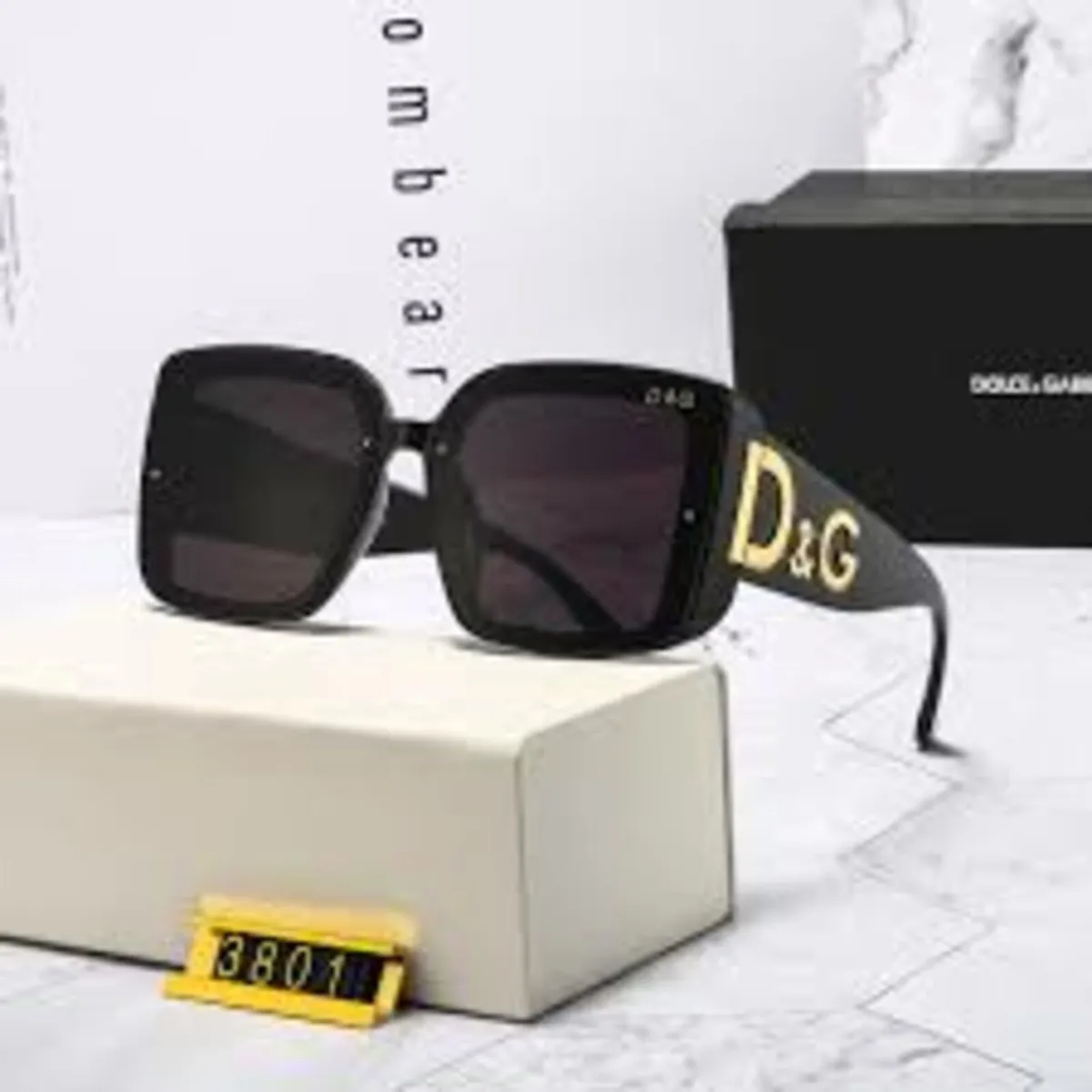 Dolce & Gabanna Black Sunglasses with Gold Logo - Image 1
