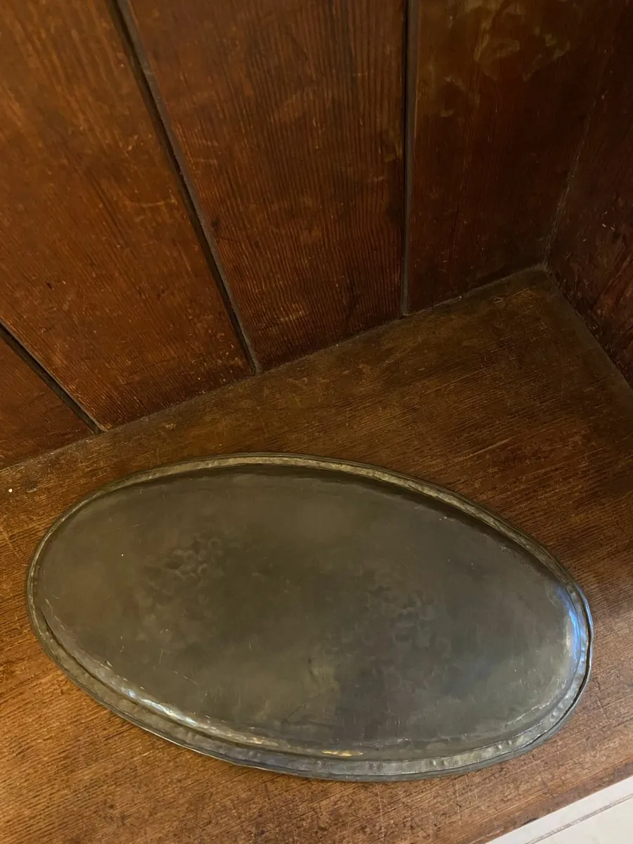 c1910 Hugh Wallis (1871-1943 Hammered Pewter Tray - Image 4