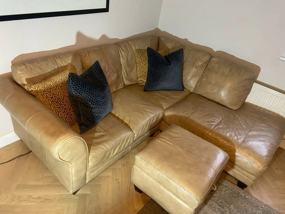 L Shaped Leather Couch - Image 1