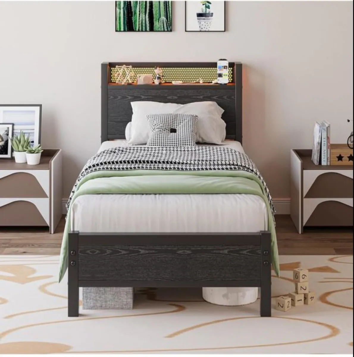 Single Bed with Charging Station