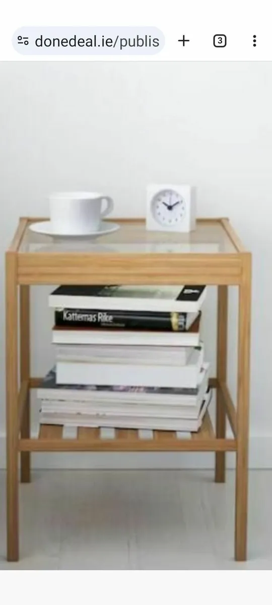 Glass top bamboo coffee table or bedside table - Image 3