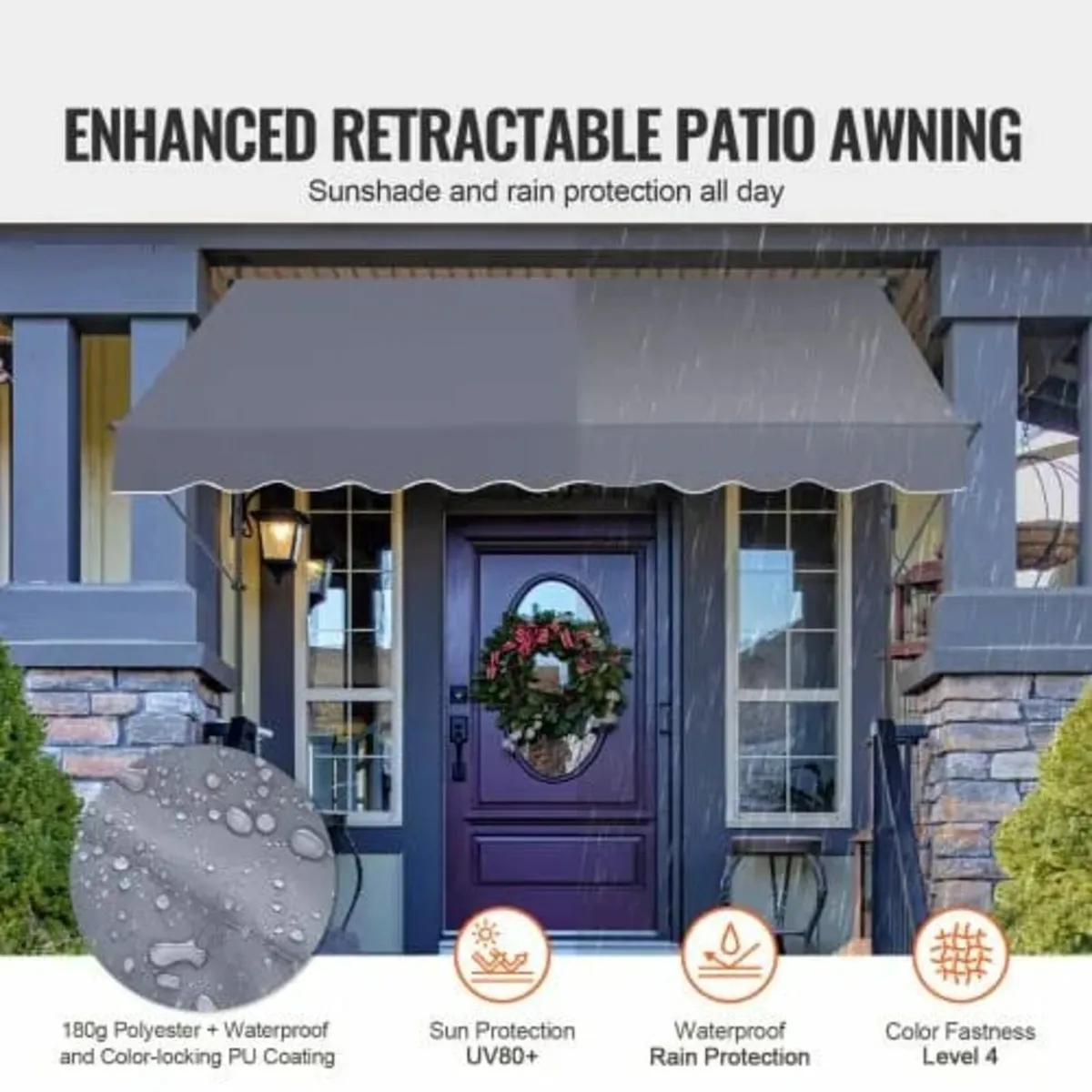 98x47" Patio Awning Retractable Awning Sunshade Sh - Image 4