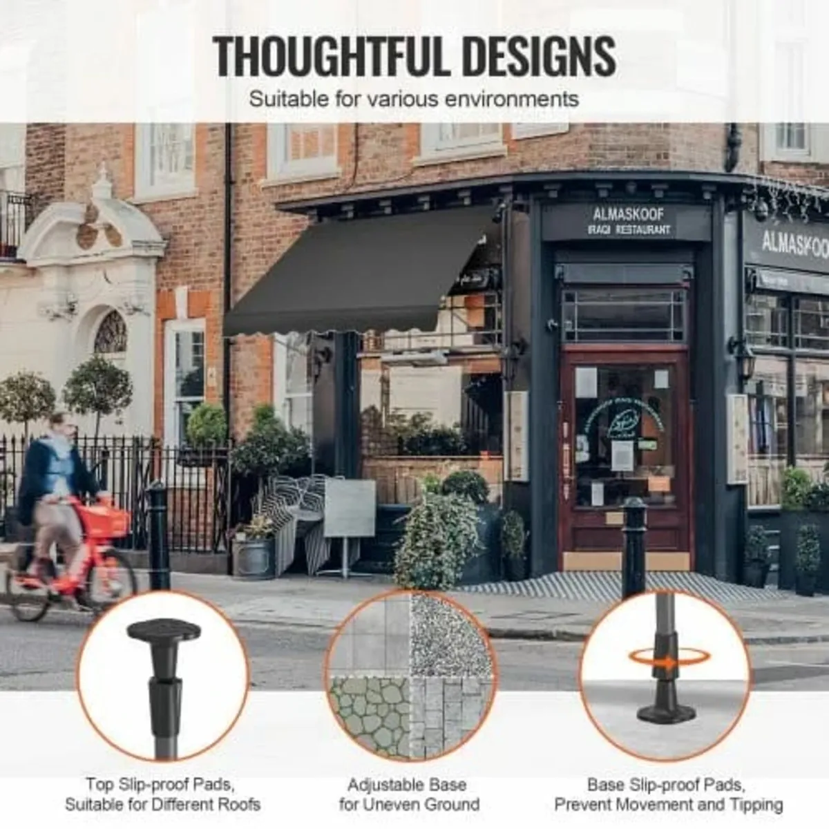 98x47" Patio Awning Retractable Patio Canopy Sunse - Image 4