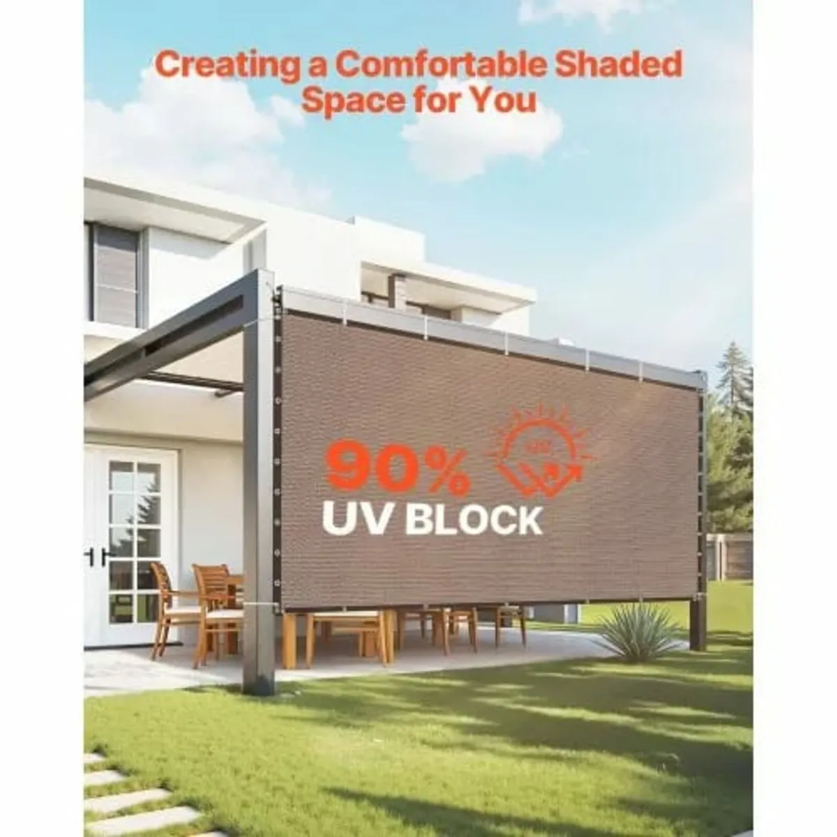 90% Sun Shade Cloth Privacy Screen 10 x 12 ft for - Image 2