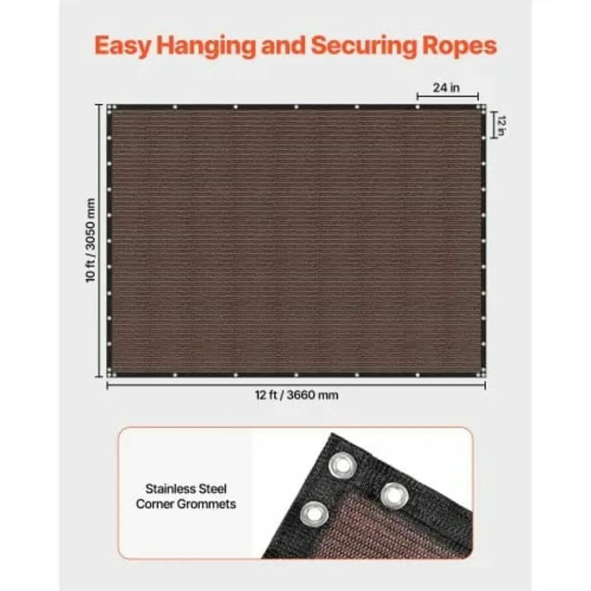 90% Sun Shade Cloth Privacy Screen 10 x 12 ft for - Image 4