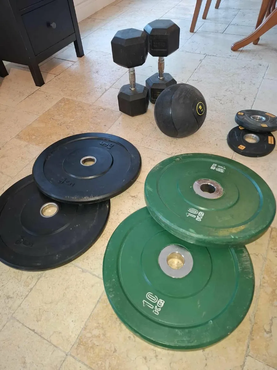 Gym Equipment - Barbell, plates, dumbbells. - Image 2