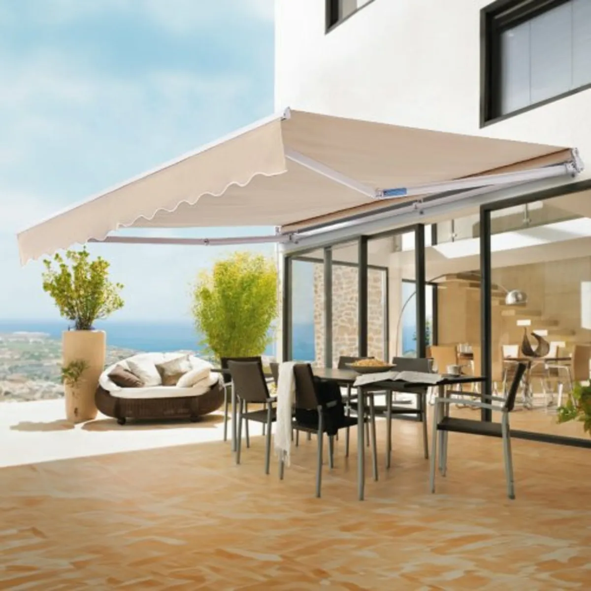 Manual Retractable Awning, 13 x 8 ft Outdoor Patio - Image 4