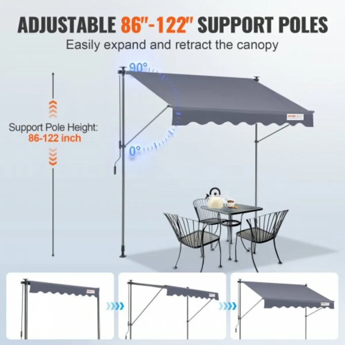 Manual Retractable Awning, 78" Outdoor Retractable - Image 3