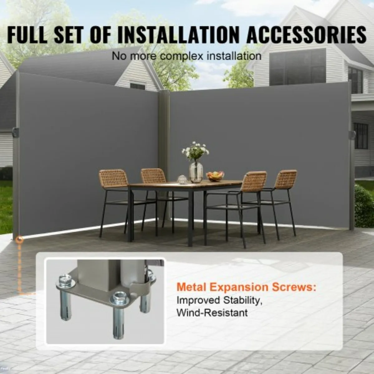 Retractable Side Awning, 79''x 236'' Outdoor Priva - Image 3