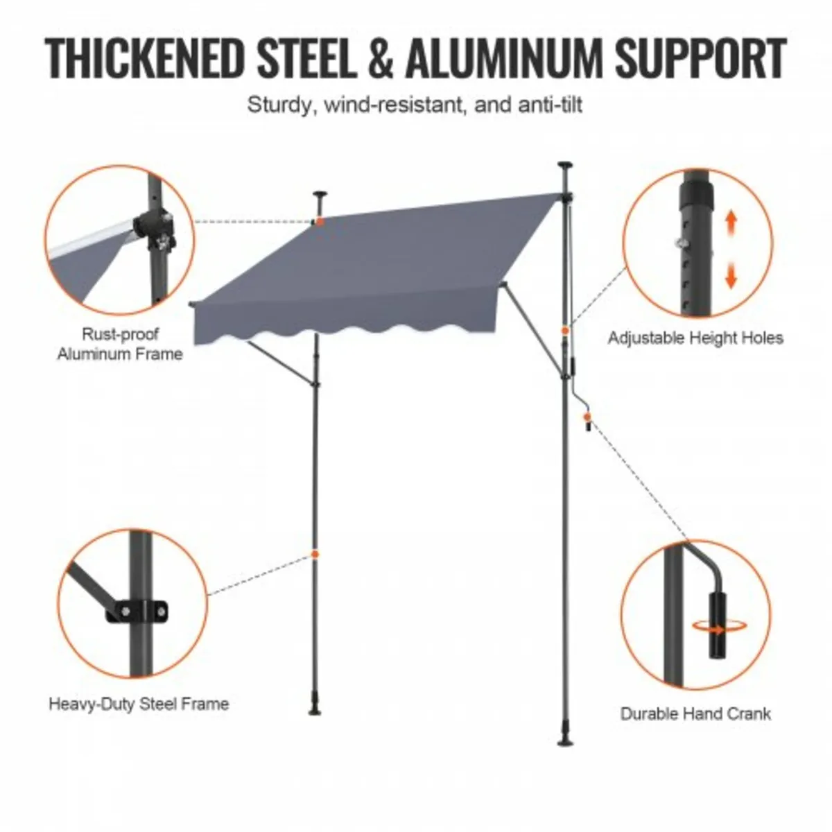 59x47" Patio Awning Retractable Awning Sunshade Sh - Image 3
