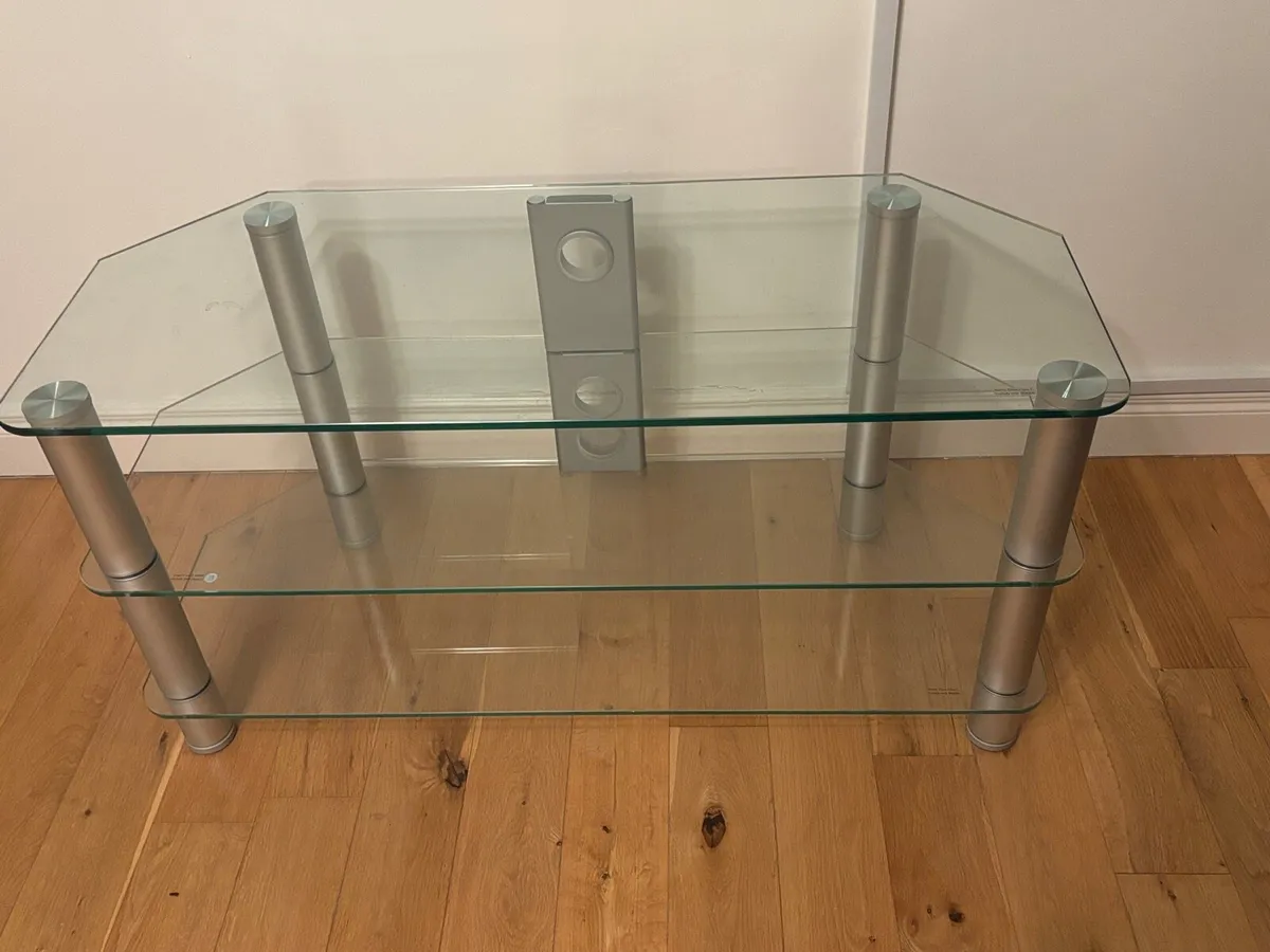 Glass TV Table with 2 shelves - Image 1