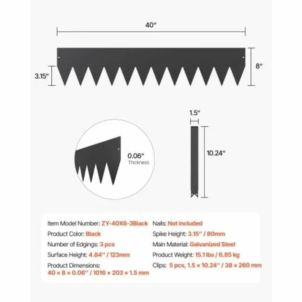 Steel Landscape Edging 3 Packs 40 x 8 in Rust-Resi - Image 2