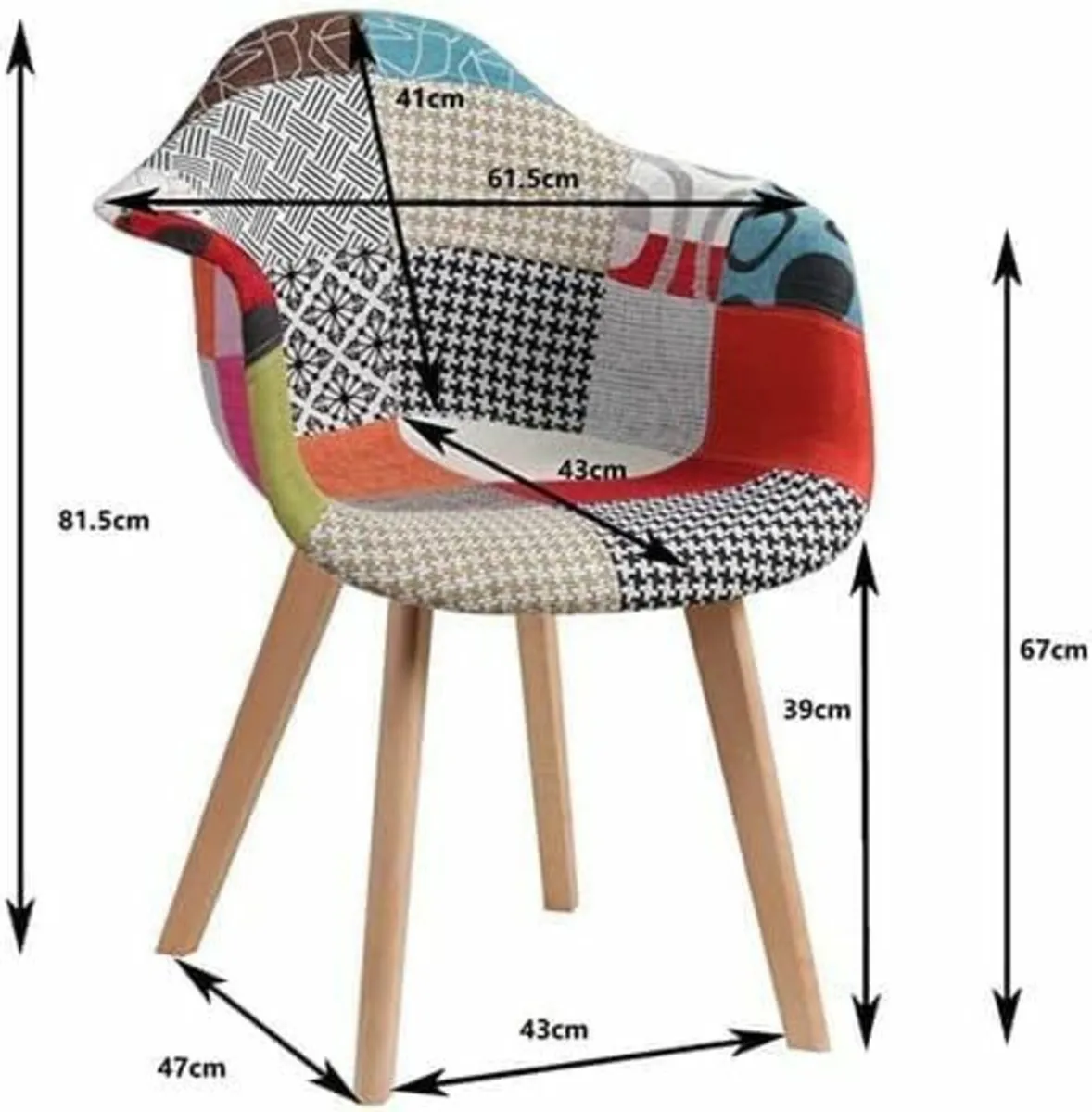 Set of 2 Scandinavian Patchwork Armchairs - Image 4