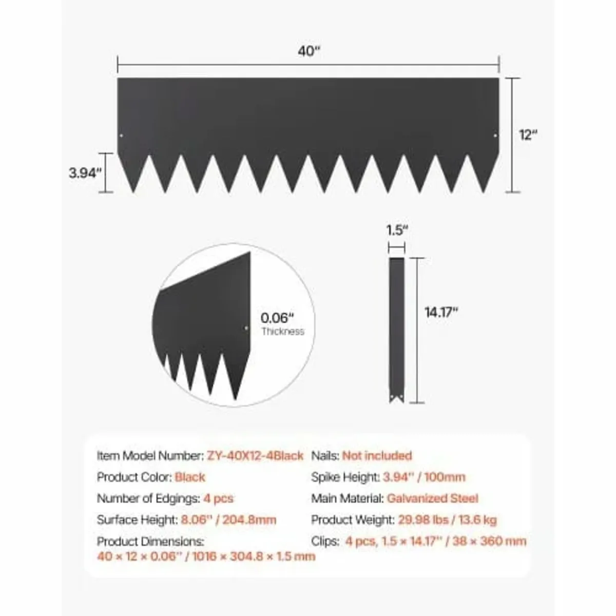 Steel Landscape Edging 4 Packs 40 x 12in Rust-Resi - Image 3