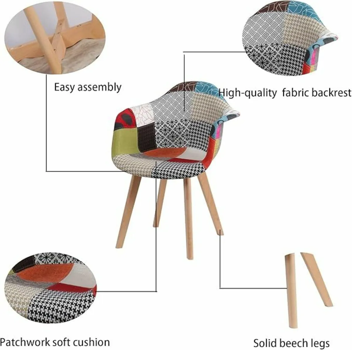 Patchwork dining chairs armchairs Set of two - Image 2