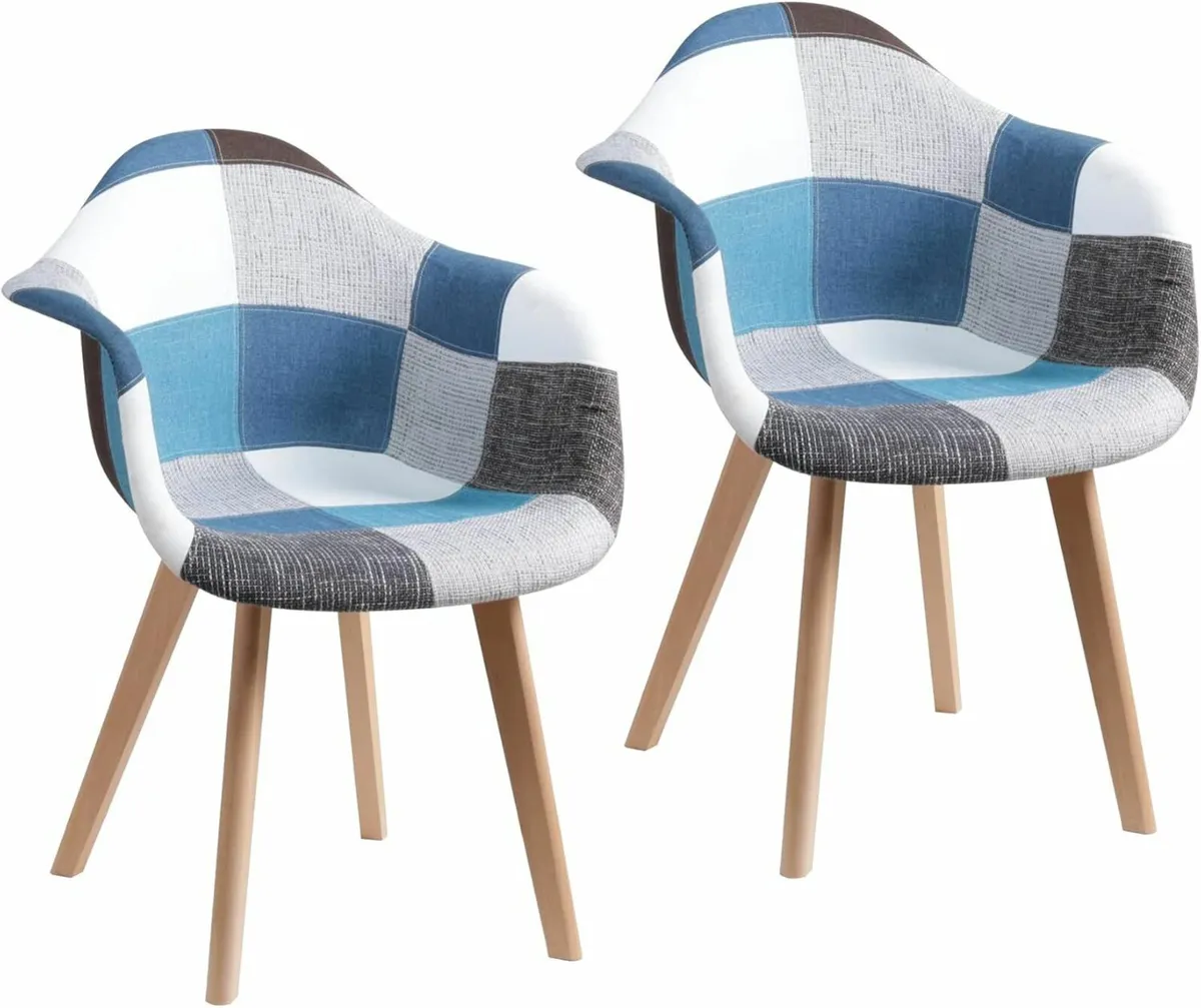 Patchwork dining chairs armchairs Set of two - Image 3
