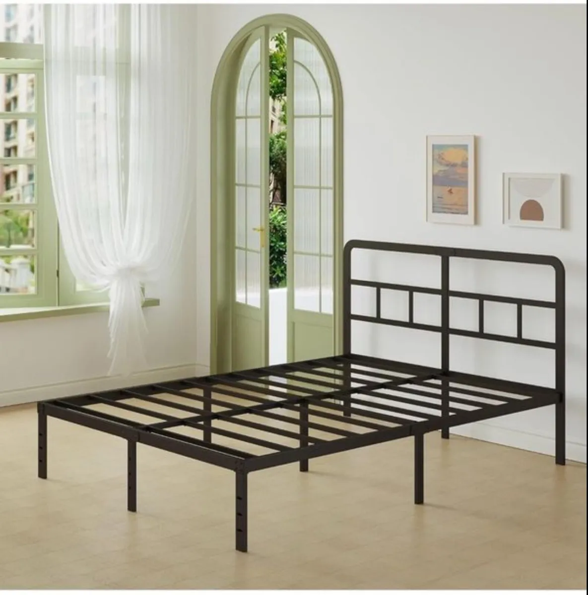 Small Double Bed Frame 4ft with Curved Headboard