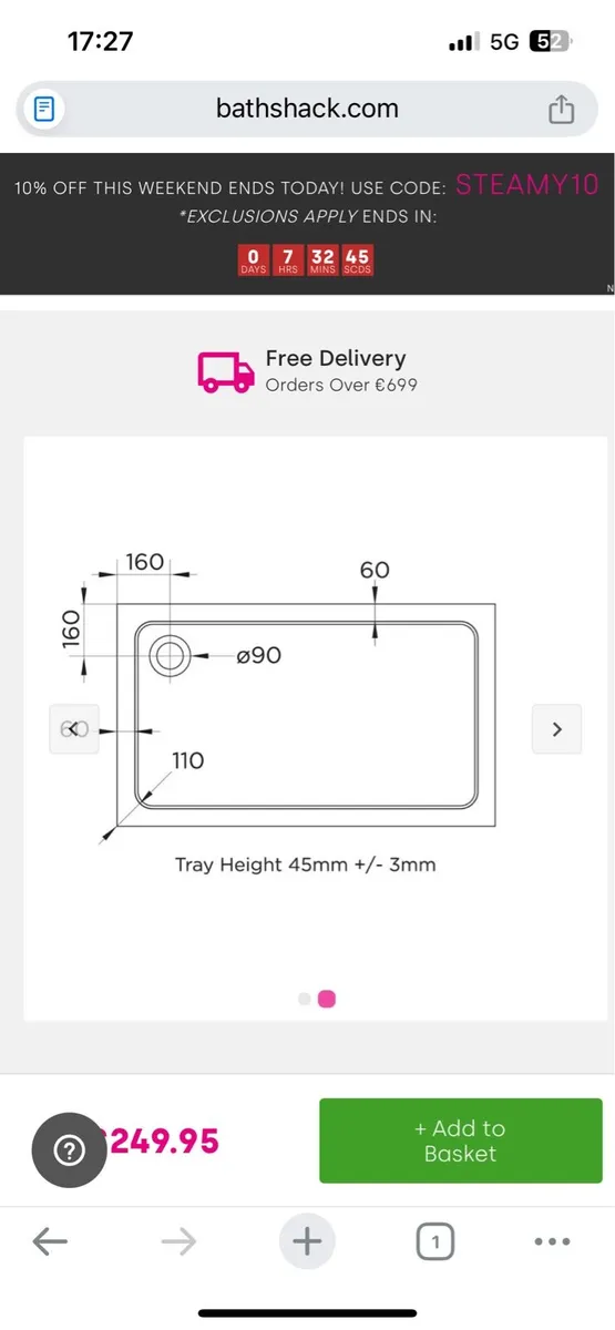 Brand New slim line shower tray 1000mm x 800mm - Image 2