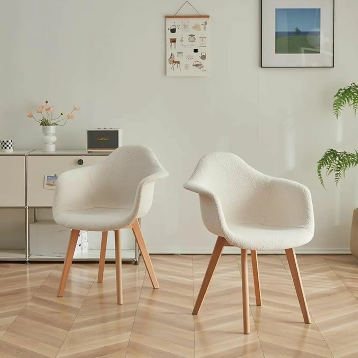 Set of 2 Scandinavian Boucle Armchairs - Image 1