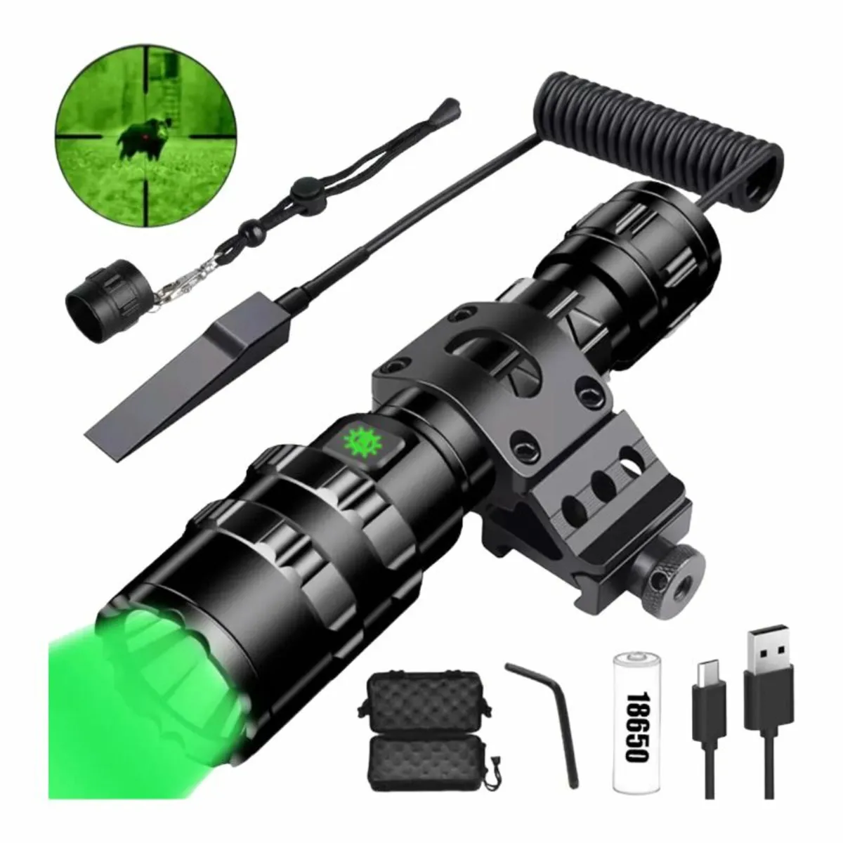 Green LED flashlight Waterproof - Image 1