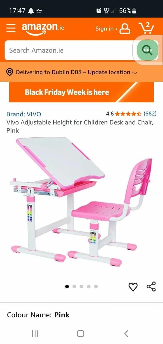 Girl pink Height Adjustable desk - Image 1