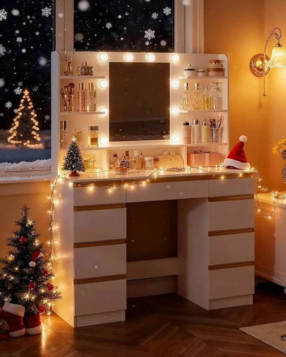 LED Vanity Dressing Table with Oversized Mirror - Image 1