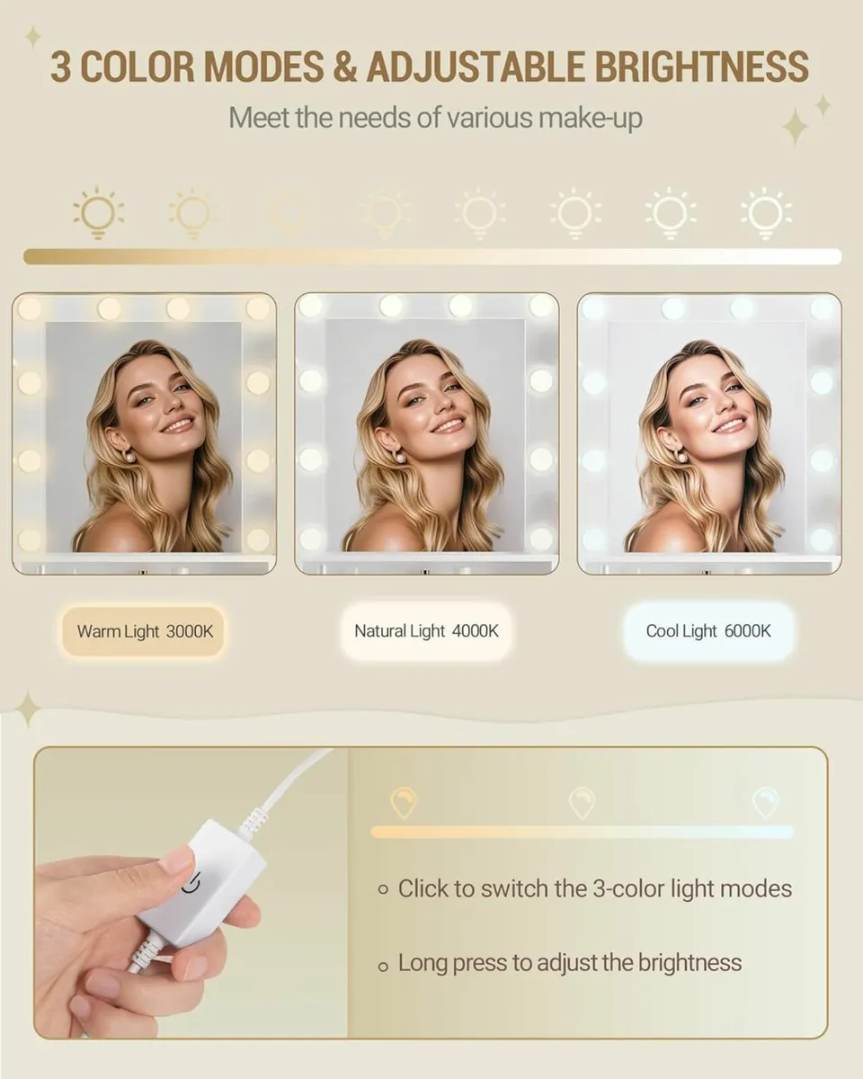 LED Vanity Dressing Table with Oversized Mirror - Image 4