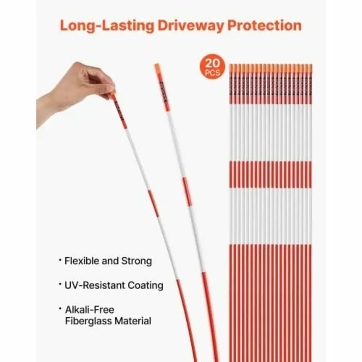 20Pcs Reflective Driveway Markers 1/4" Dia 48 in S - Image 2