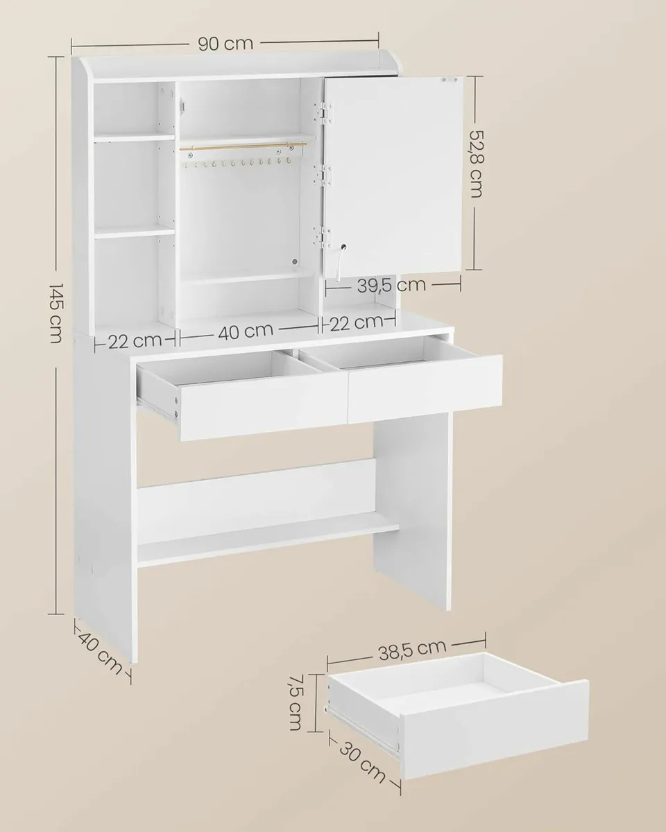 Dressing Table with LED Lighting, 3 Colours with A - Image 2