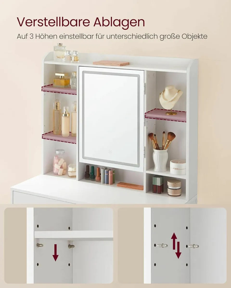 Dressing Table with LED Lighting, 3 Colours with A - Image 4