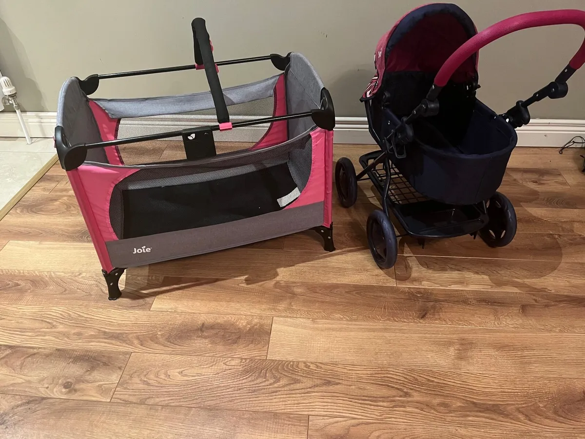 Doll buggy and travel cot and bouncer - Image 1