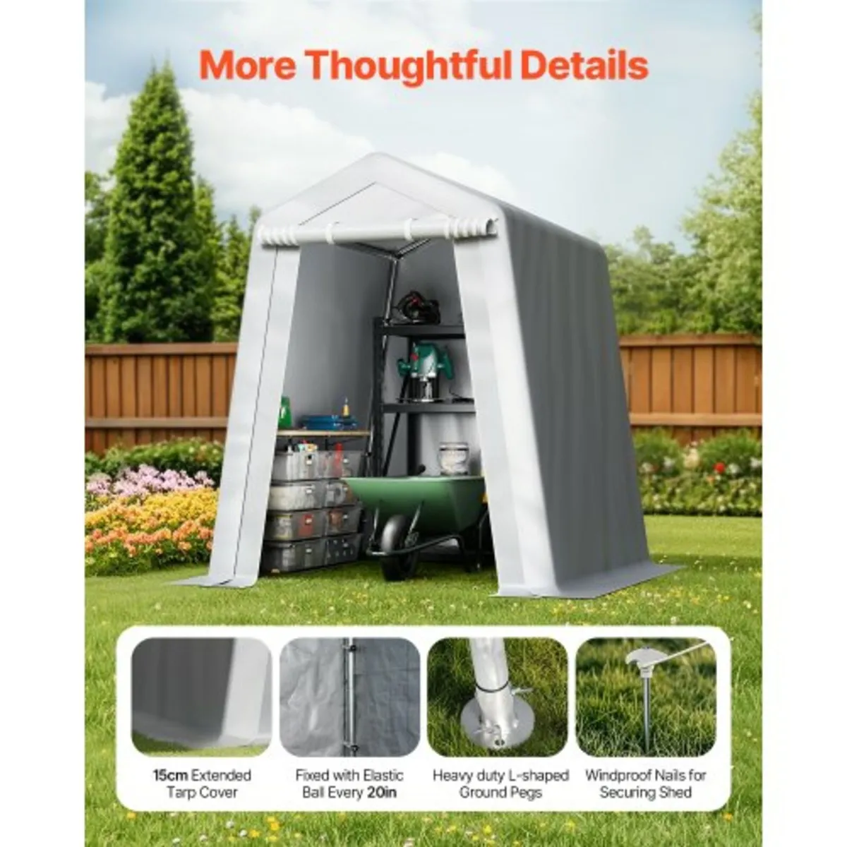 Outdoor Storage Shelter Shed 6x6 ft Waterproof Car - Image 4