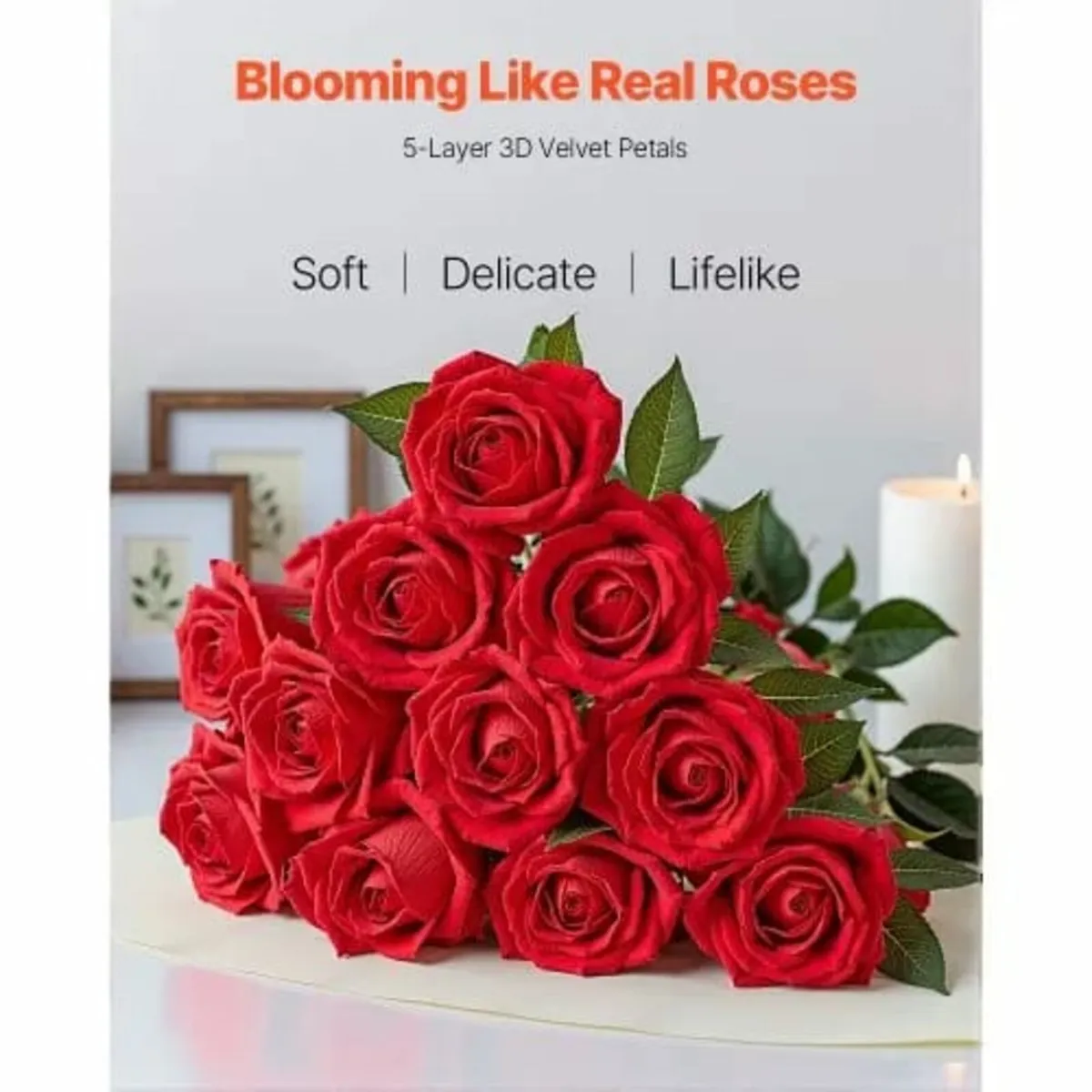 500 Pcs Red Roses Artificial Flowers Realistic Bou - Image 2