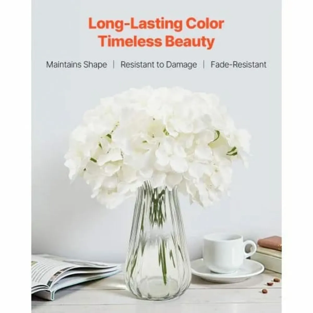 205 Pcs Artificial Silk Hydrangea Flowers 9.8 In B - Image 3