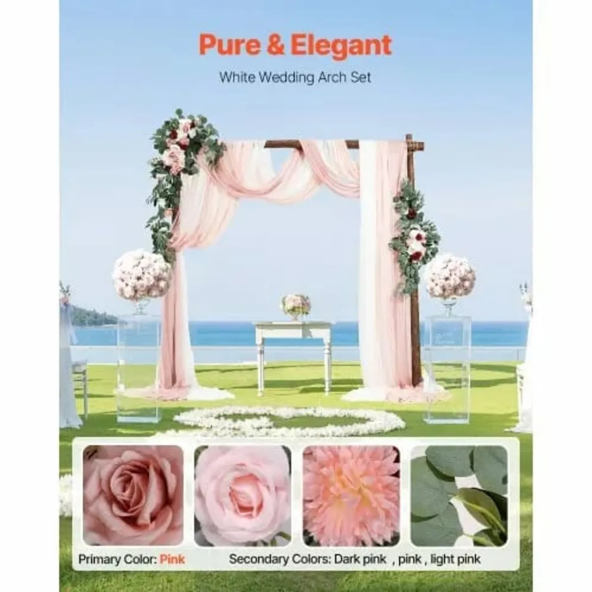 Artificial Wedding Arch Flowers Kit Pink With 2 Pc - Image 2