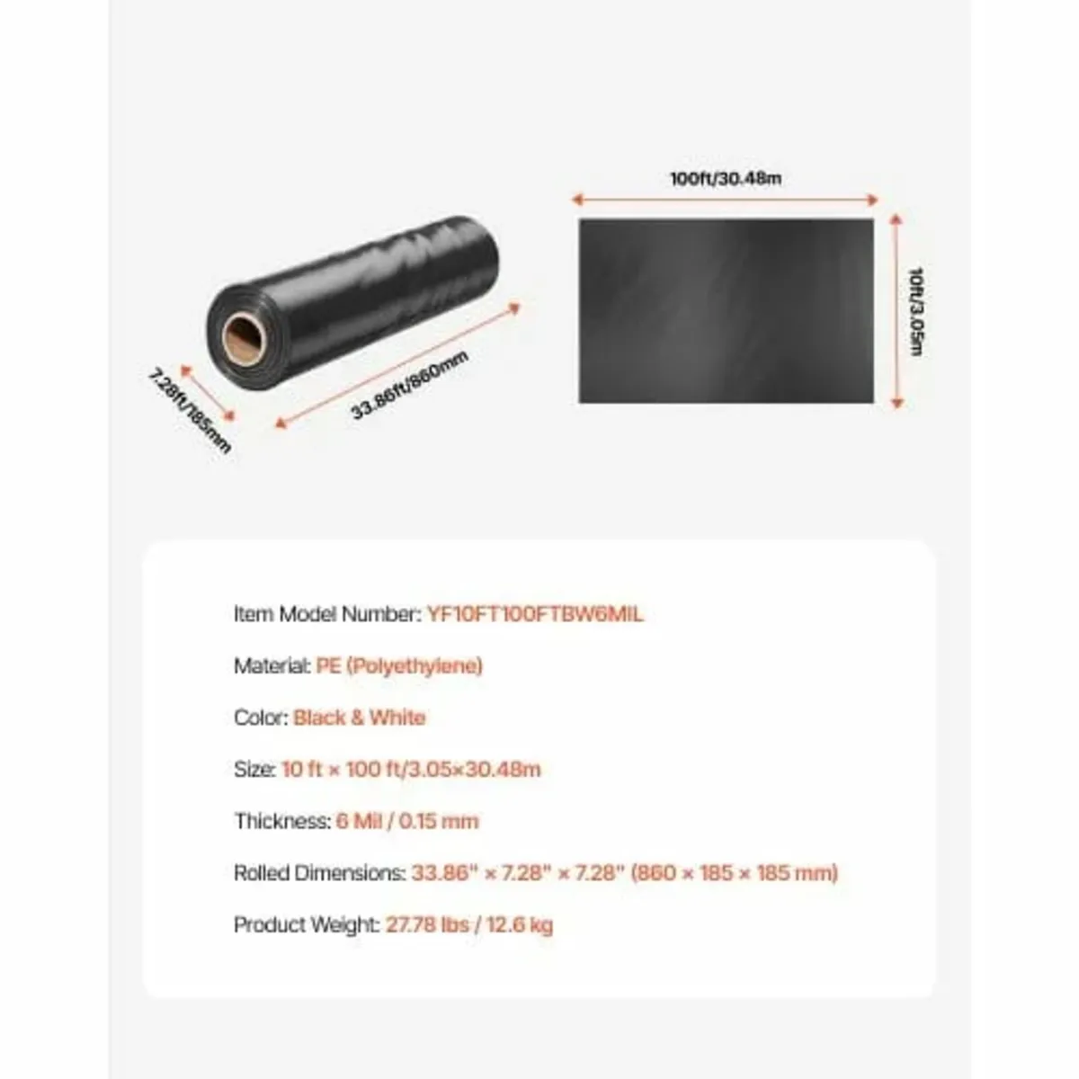 6Mil Plastic Sheeting Roll 10 x 100 FT Heavy Duty - Image 2