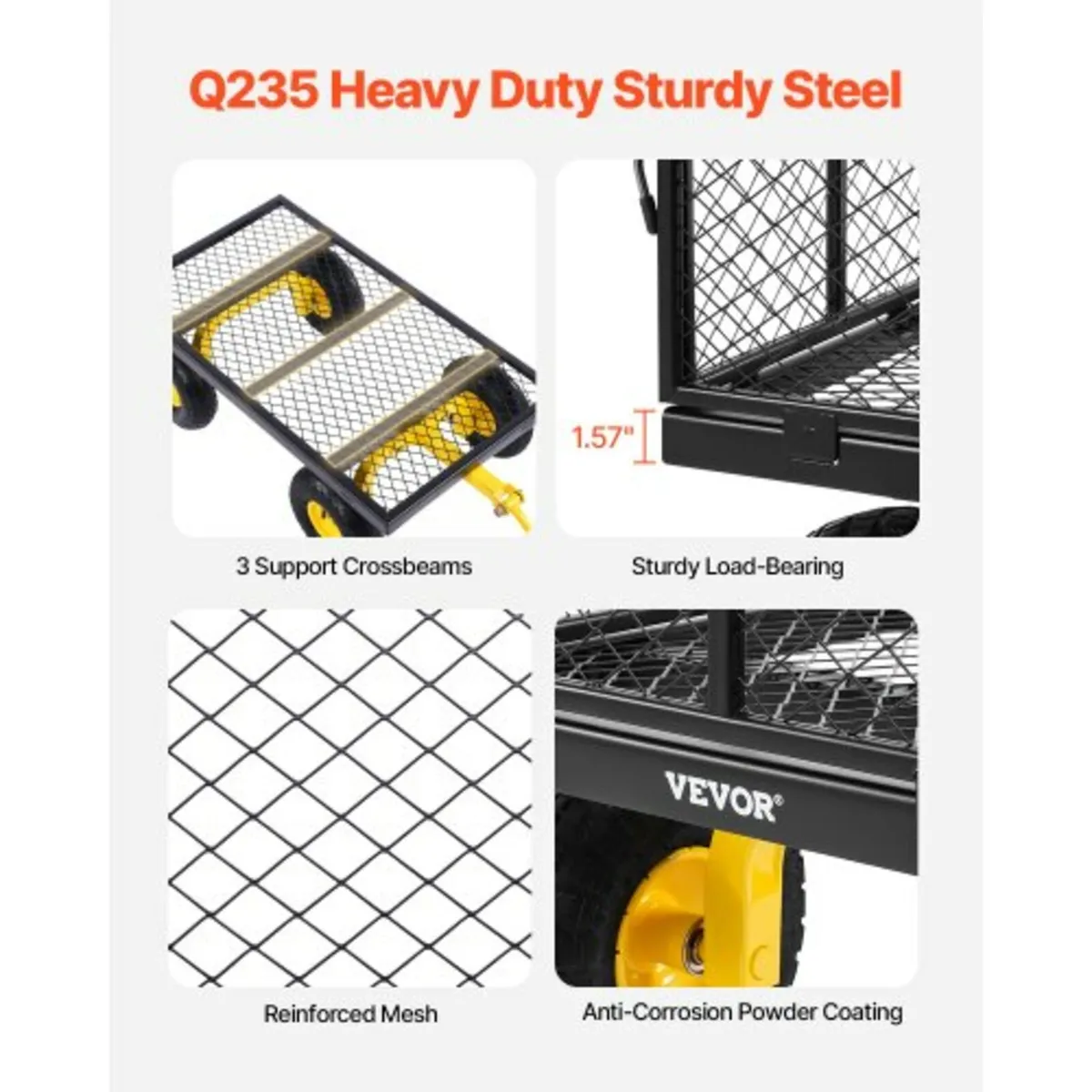 Steel Garden Cart 900lb Capacity Heavy Duty Yard W - Image 3