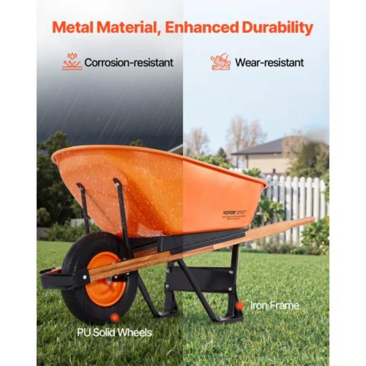 Wheelbarrow Cart One Wheel 6 Cu Ft Garden Dump Car - Image 3