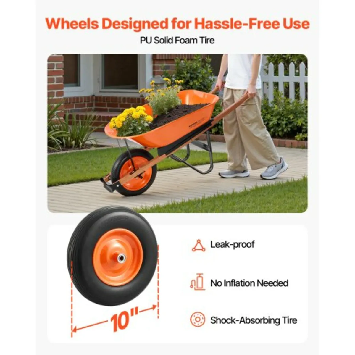 Wheelbarrow Cart One Wheel Garden Dump Cart 330 lb - Image 4