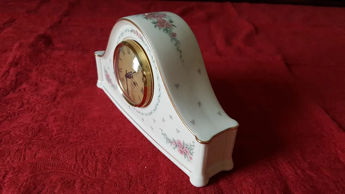 Lenox Porcelain Floral Mantle Clock Made In USA - Image 4