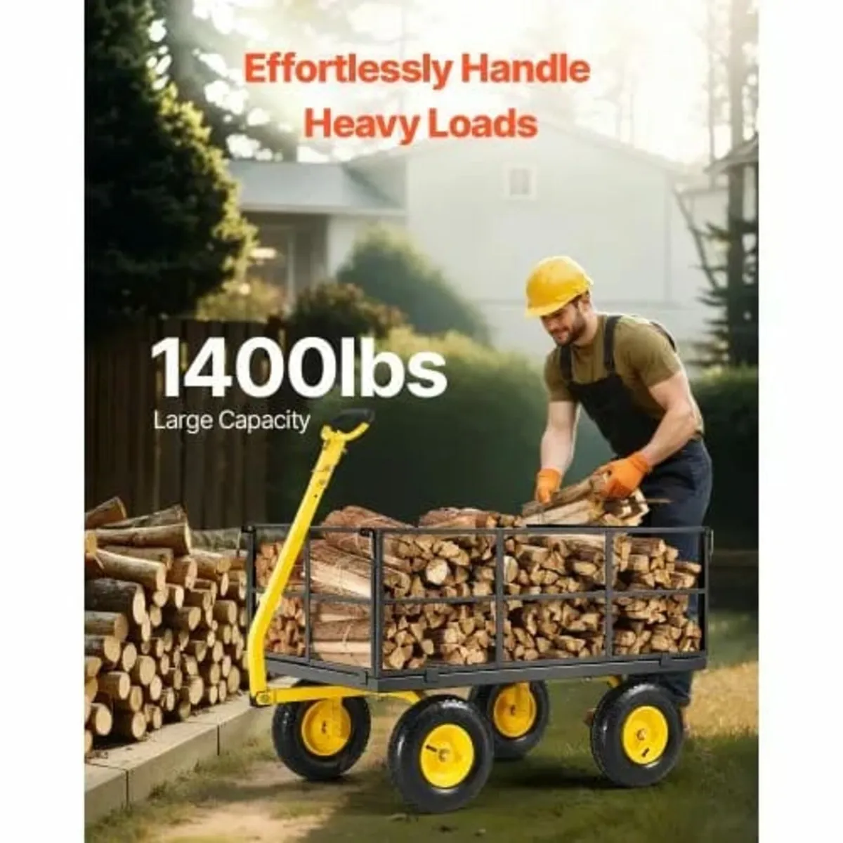 Steel Garden Cart 1400lb Capacity Heavy Duty Yard - Image 3