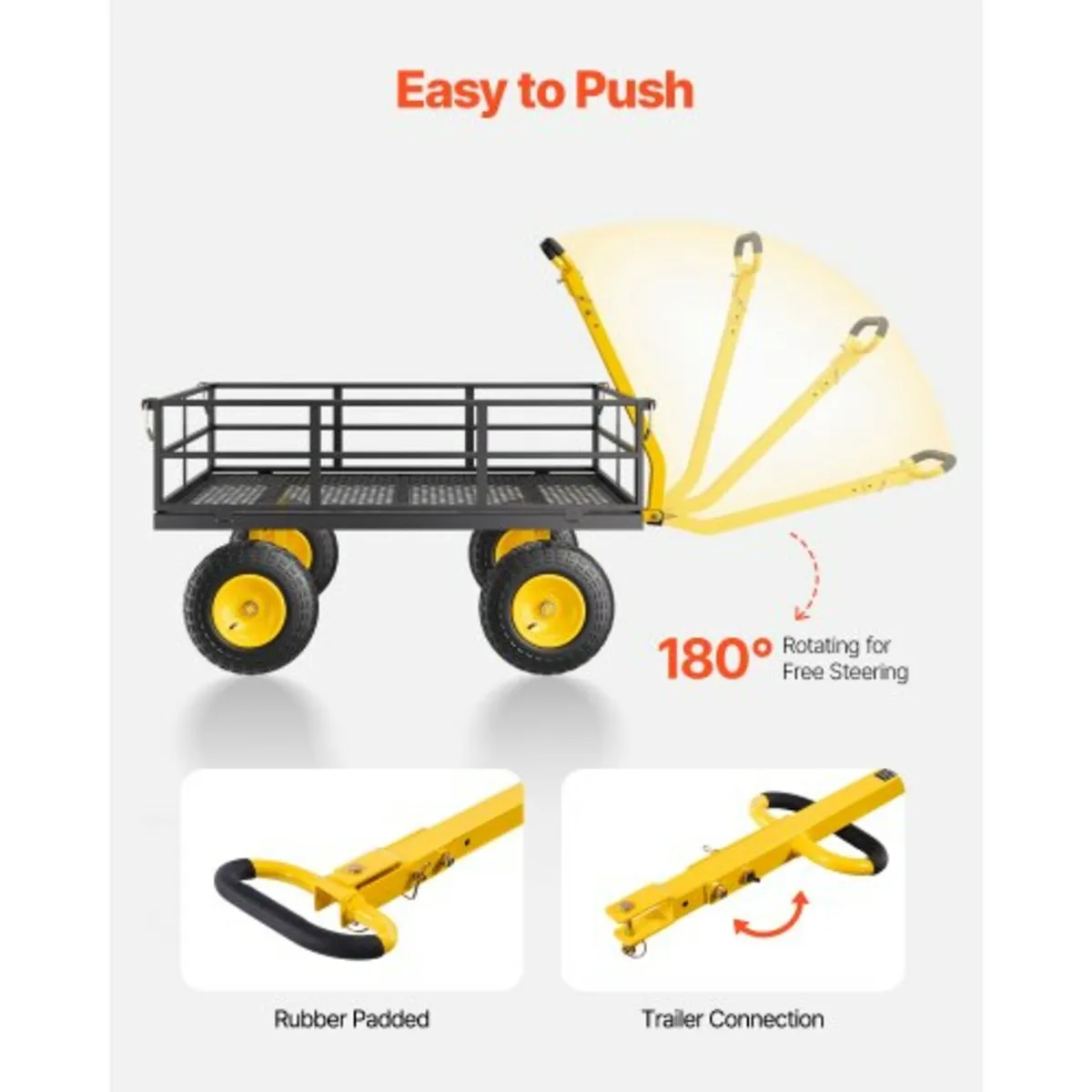 Steel Garden Cart 1200lb Capacity Heavy Duty Yard - Image 3