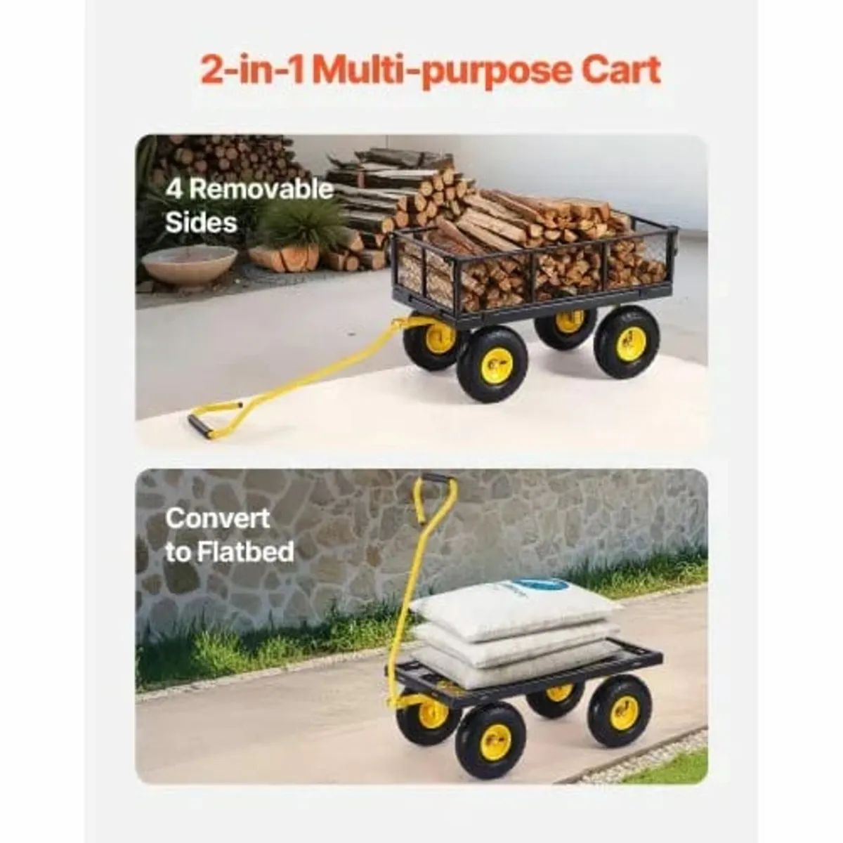 Steel Garden Cart 500lb Capacity Heavy Duty Yard W - Image 4