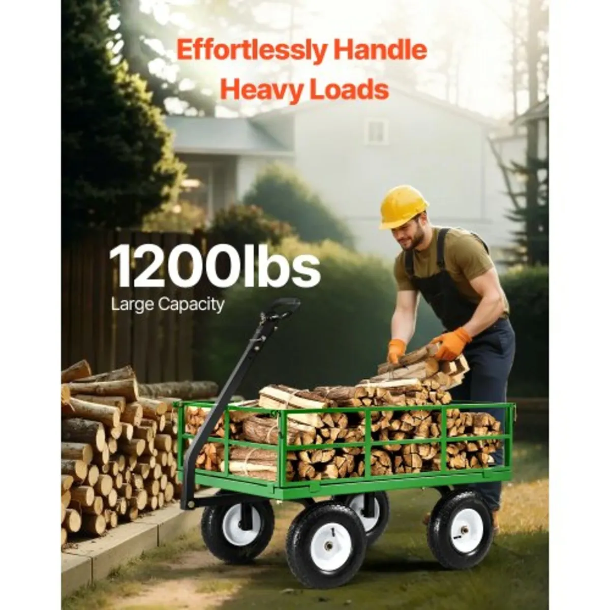 Steel Garden Cart 1200lbs Capacity Heavy Duty Wago - Image 3