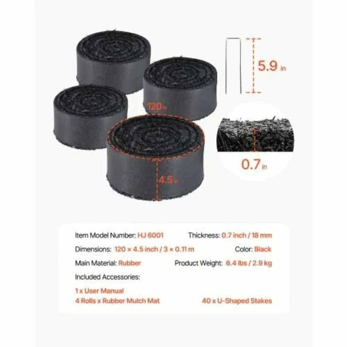 4 Rolls Rubber Mulch Roll for Landscaping 120 x 4. - Image 3