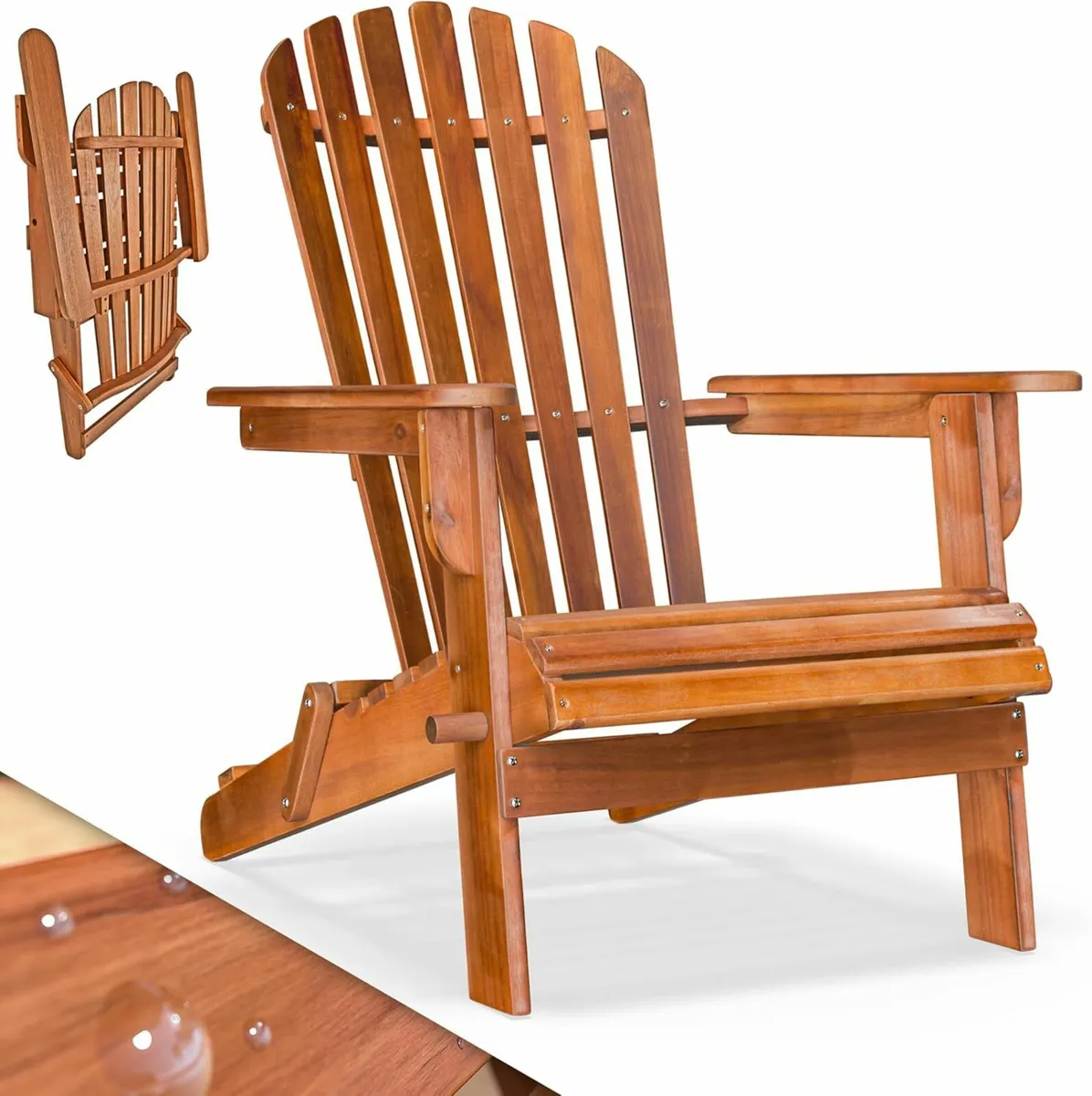 Adirondack Wooden Sun Lounger - Image 1